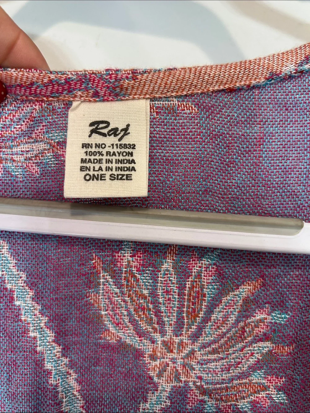 RAJ Boho Lavender & Peach Floral Embroidered Kimono duster rayon one size - Picture 9 of 13